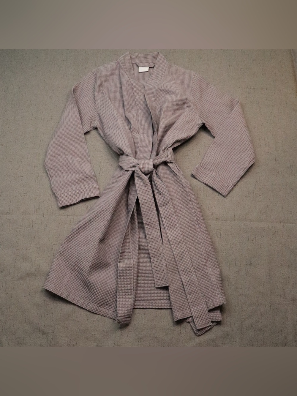 Carré Blanc Waffle Bathrobe Size M / T2 Mauve Grey 100% Cotton Spa Robe